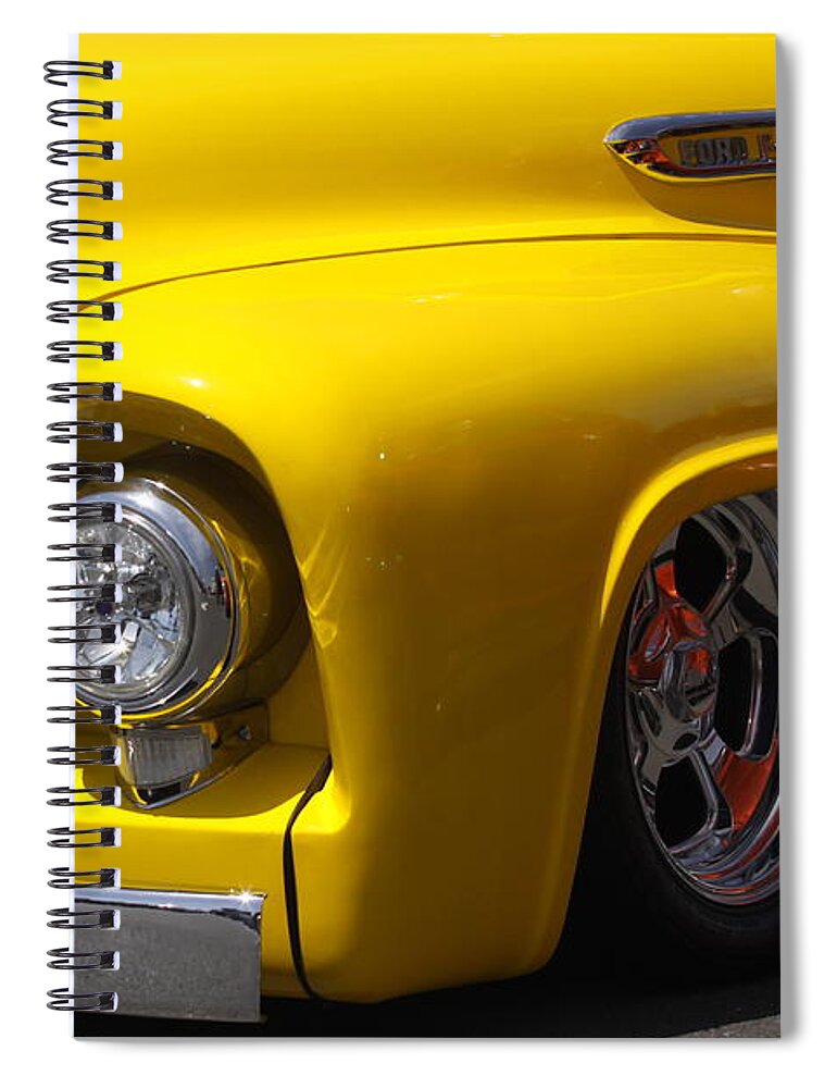 Ford Spiral Notebook featuring the photograph Yellow custom Ford F100 by Jeff Floyd CA