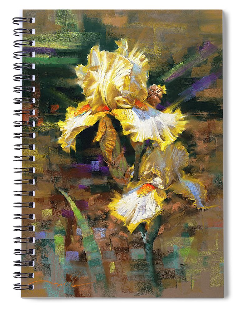 Mark Mille Spiral Notebook featuring the pastel Yellow Iris II by Mark Mille