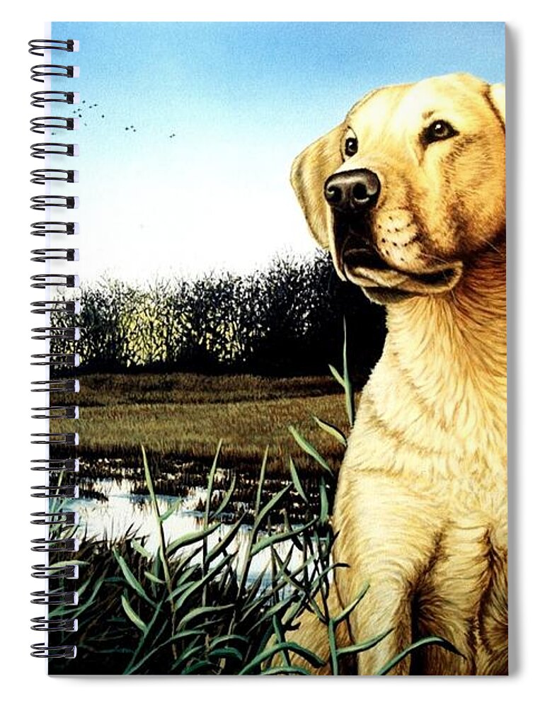 Yellow Lab Spiral Notebook featuring the painting Yellow Lab Portrait by Anthony J Padgett