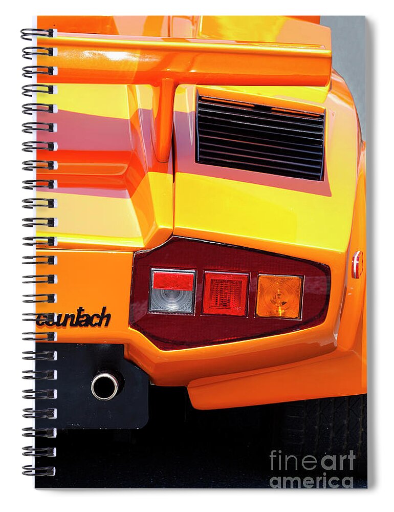 Yellow Spiral Notebook featuring the photograph Yellow Lamborghini Countach - Exotic Car by Anthony Totah