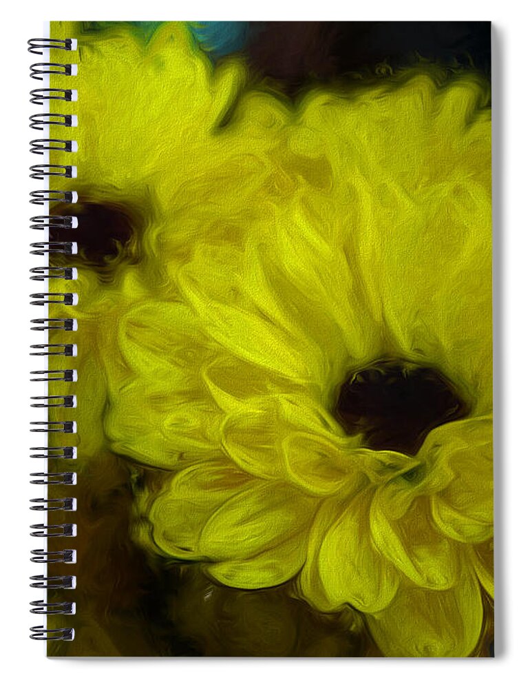 Flower Spiral Notebook featuring the painting Yellow mums by Lilia S
