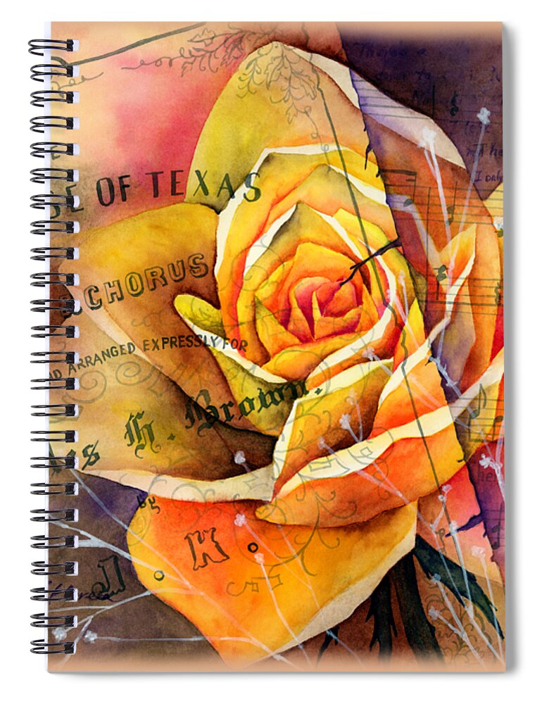 Rose Spiral Notebook featuring the painting Yellow Rose of Texas by Hailey E Herrera