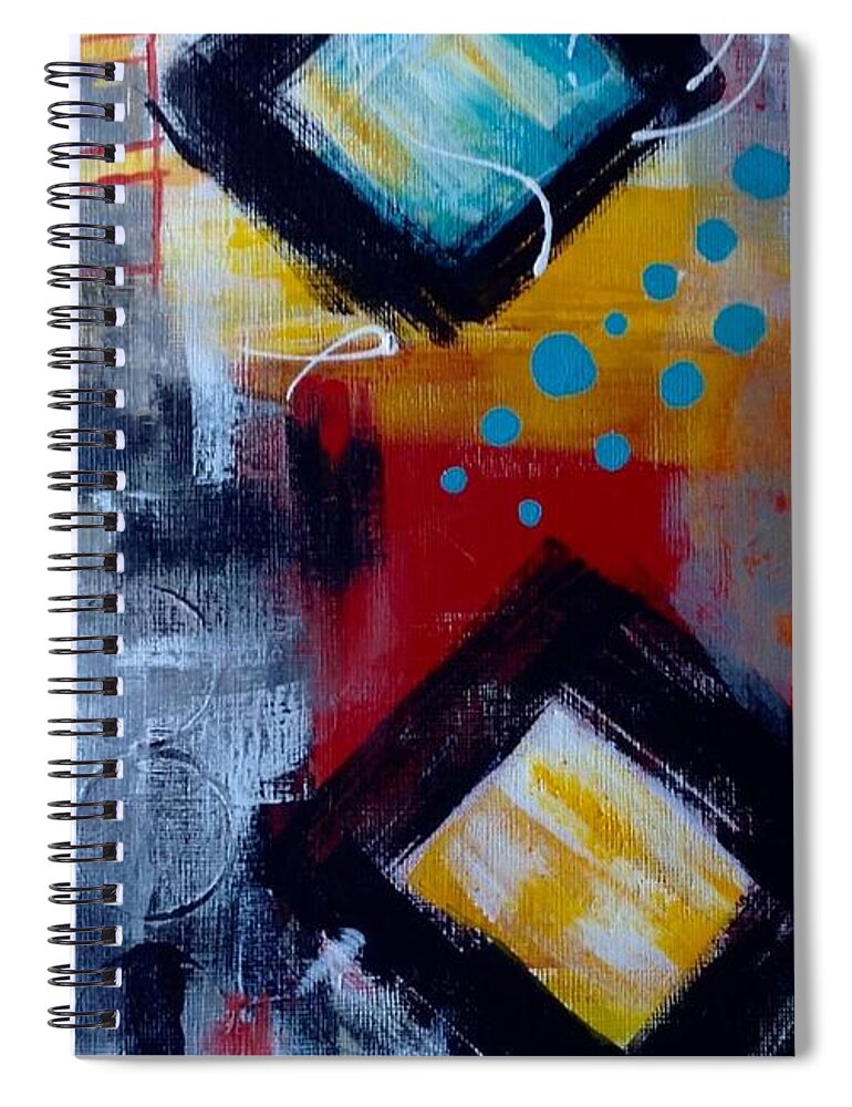 Abstractart Spiral Notebook featuring the painting Yellow Square by Suzzanna Frank