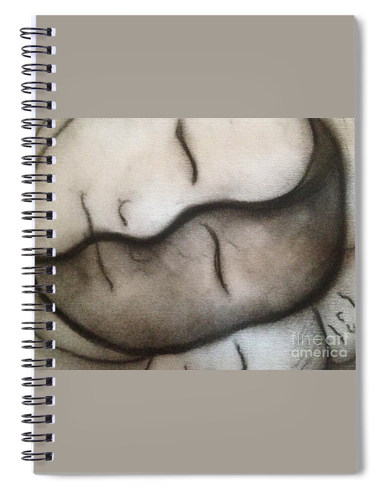 Charcoal Spiral Notebook featuring the drawing Yin yang by Lisa Koyle