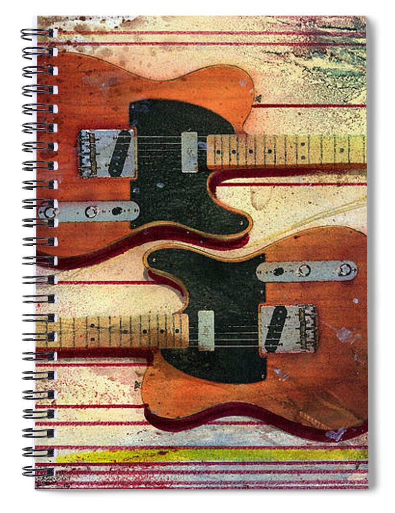 Guitar Spiral Notebook featuring the painting Yin-Yang Teles by Andrew King