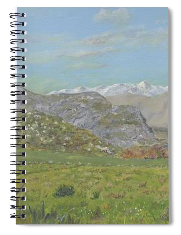 Crete Spiral Notebook featuring the painting Yious Kambos, Central Crete by David Capon