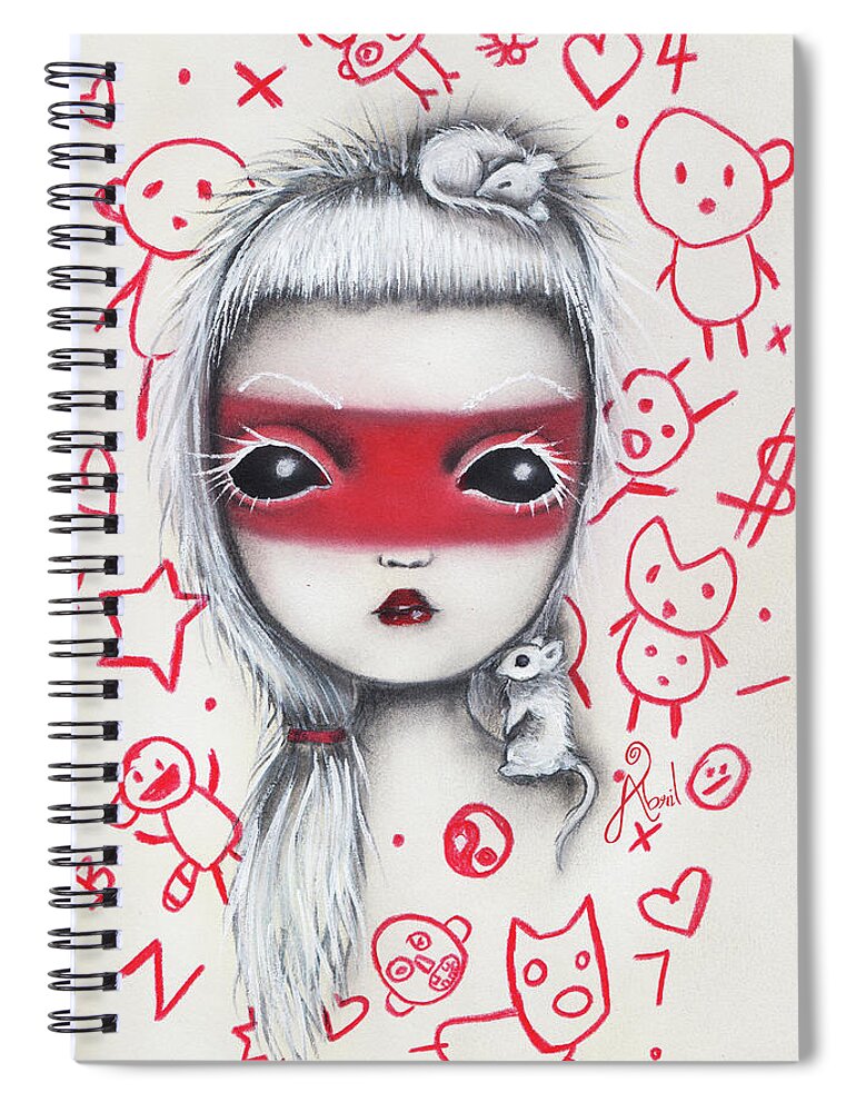 Inspired By Die Antwoord Spiral Notebook featuring the painting Yo by Abril Andrade