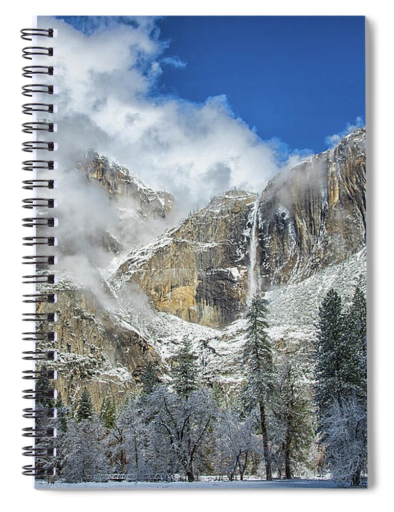 Places Spiral Notebook featuring the photograph Yosemite Falls Winter Beauty Yosemite National Park by Wayne Moran