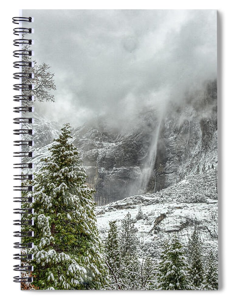 Yosemite Spiral Notebook featuring the photograph Yosemite Falls Winter Fury by Wayne Moran
