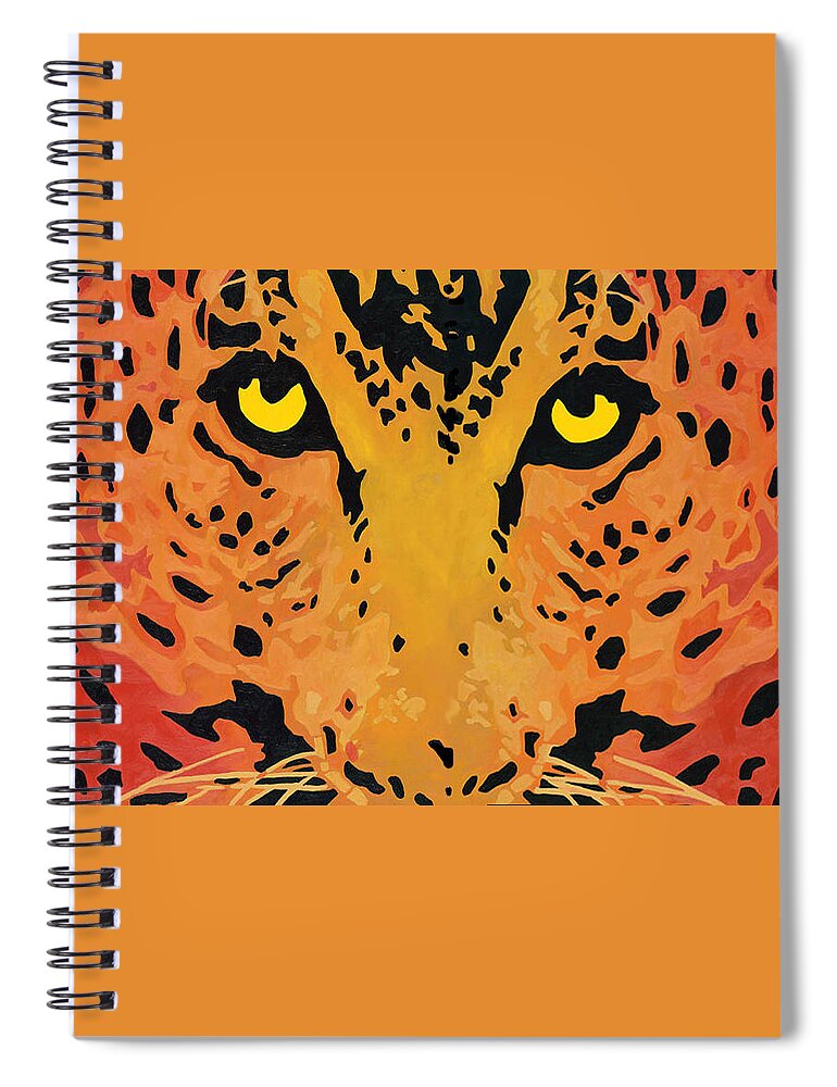 Leopard Spiral Notebook featuring the painting You Are Being Watched by Cheryl Bowman
