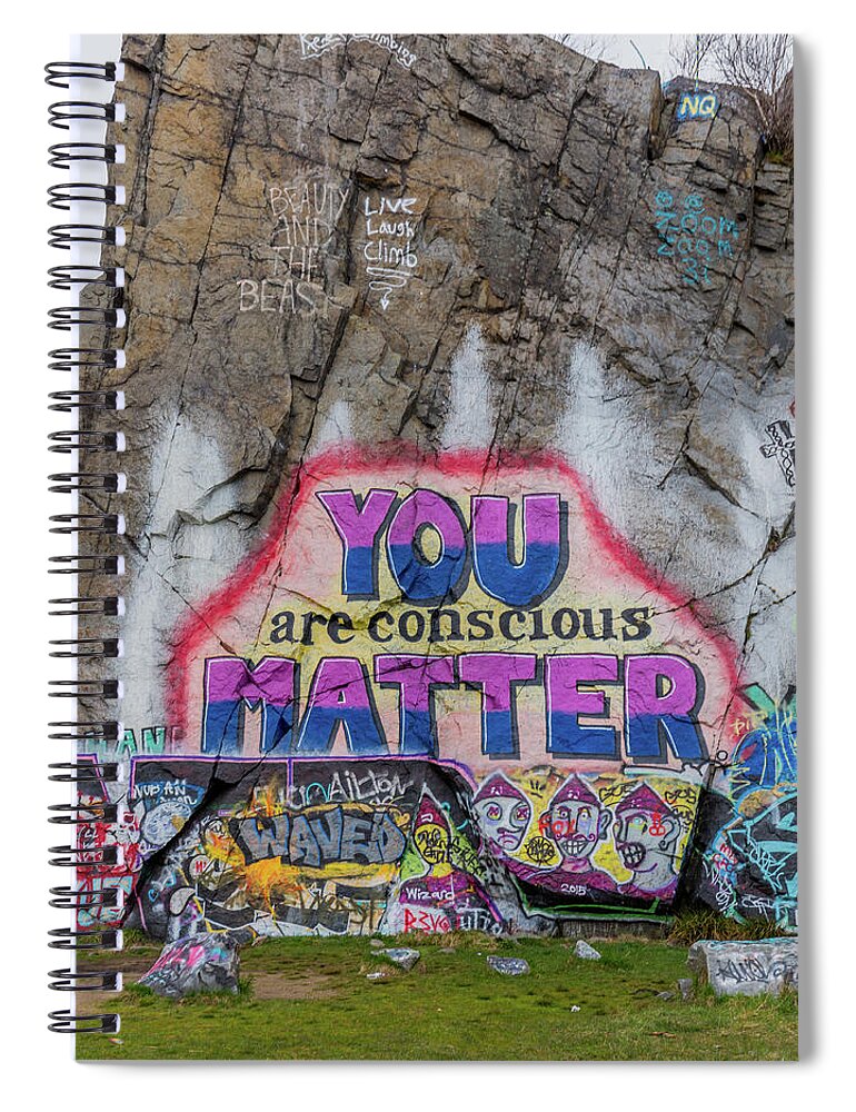 You Are Conscious Matter Spiral Notebook featuring the photograph You are Conscious Matter by Brian MacLean