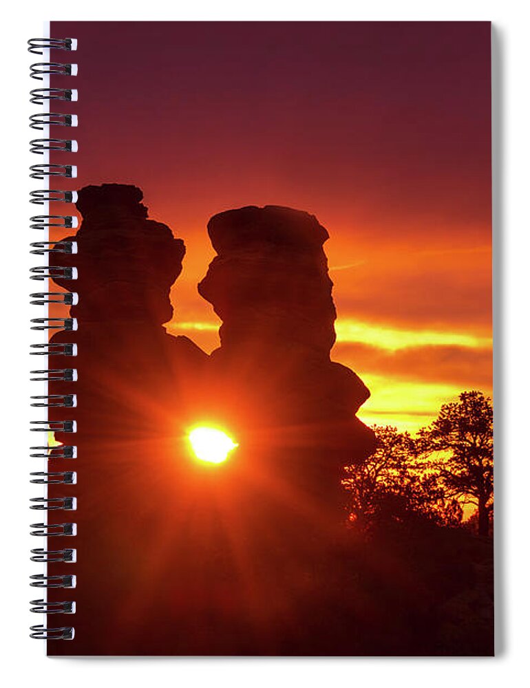 The Siamese Twins Rock Formation Spiral Notebook featuring the photograph You Can Preach A Better Sermon With Your Life Than With Your Lips. by Bijan Pirnia