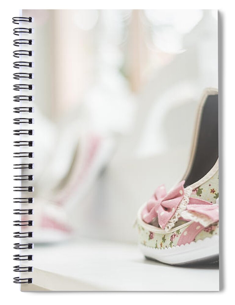 Baby Spiral Notebook featuring the photograph Young Girl Shoes In Children Footwear Shop by JM Travel Photography