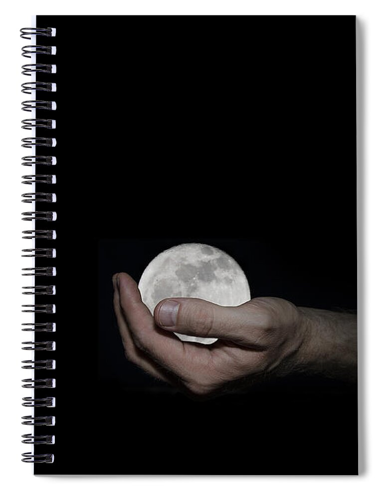 Whole Spiral Notebook featuring the digital art You've Got the Whole Moon in Your Hand by Pelo Blanco Photo