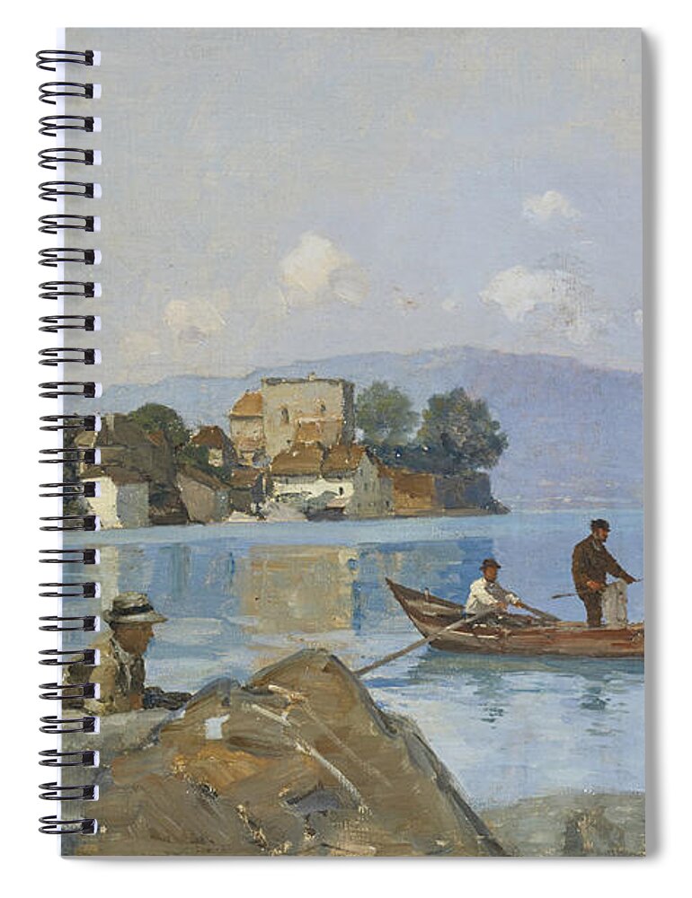 Francois Bocion Spiral Notebook featuring the painting Yvoire by Francois Bocion