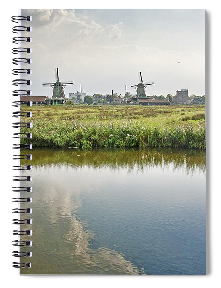 Windmills Spiral Notebook featuring the photograph Zaandam Skyline by Frans Blok