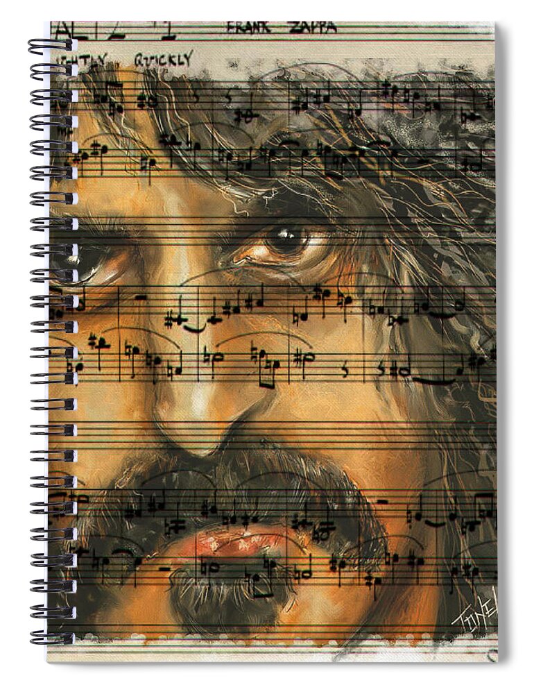 Zappa Spiral Notebook featuring the mixed media Zappa the Walz by Mark Tonelli