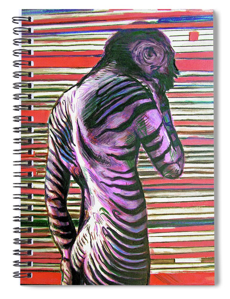 Nude Figure Spiral Notebook featuring the painting Zebra Boy Battle Wounds by Rene Capone