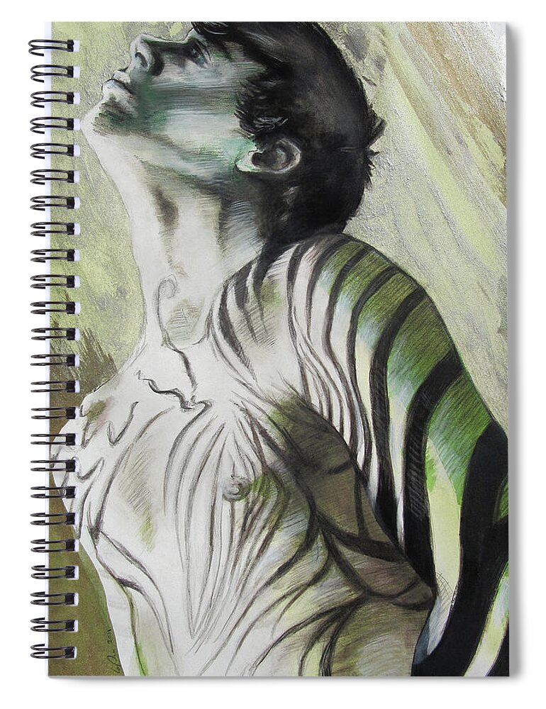Gay Spiral Notebook featuring the painting Zebra Boy in Spring by Rene Capone
