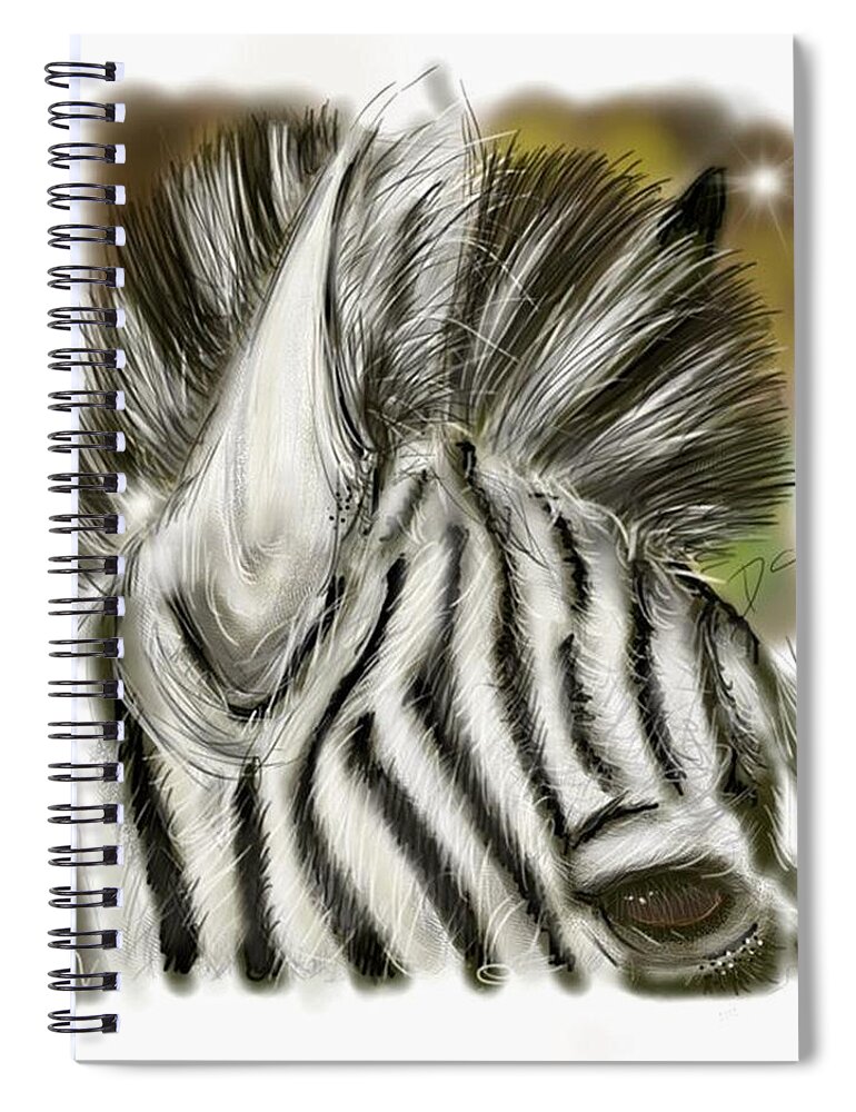 Zebra Spiral Notebook featuring the digital art Zebra Digital by Darren Cannell