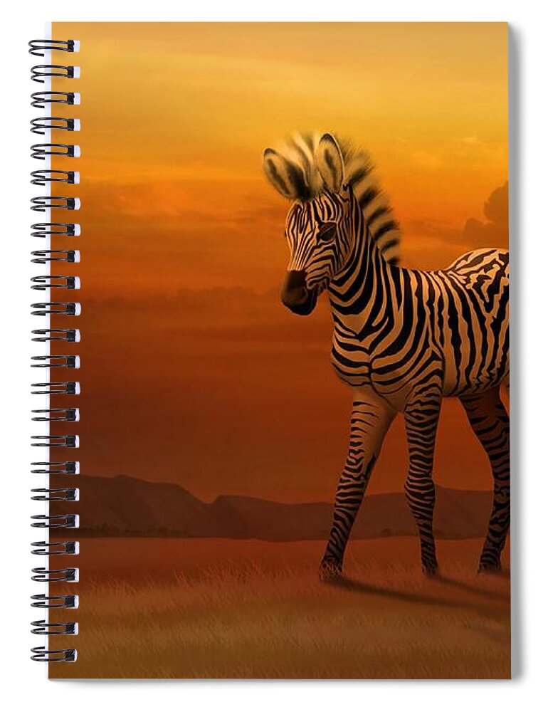 Zebra Fawn Spiral Notebook featuring the digital art Zebra Fawn by John Wills