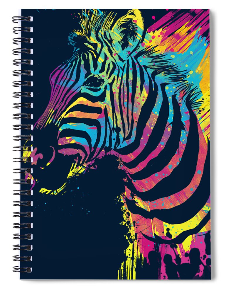Zebra Spiral Notebook featuring the digital art Zebra Splatters by Olga Shvartsur