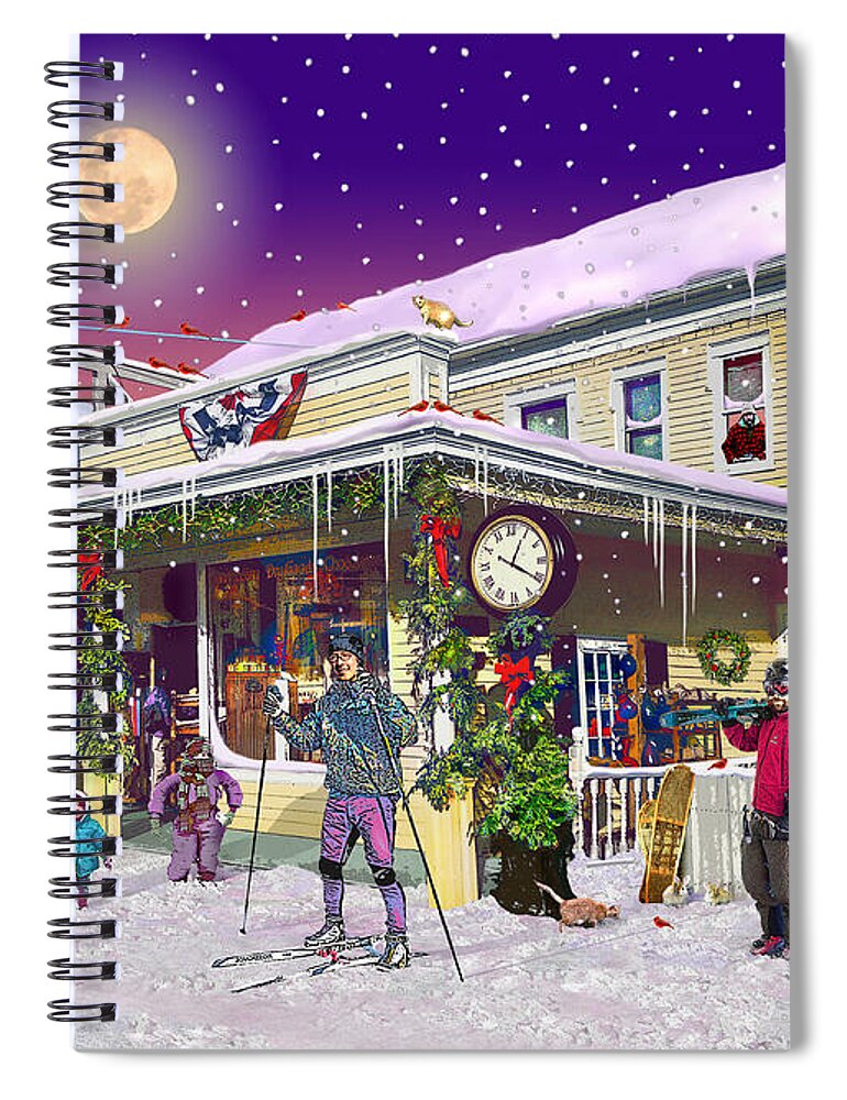 Zebs General Store Spiral Notebook featuring the digital art Zebs General Store in North Conway New Hampshire by Nancy Griswold