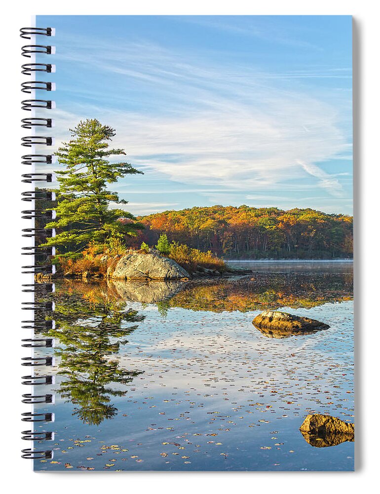 Dawn Spiral Notebook featuring the photograph Zen Morning At Little Long Pond Vertical Cropped by Angelo Marcialis