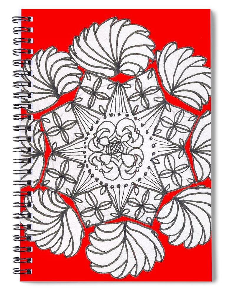 Doodle Spiral Notebook featuring the drawing Zendala Joker's Wild by Lori Kingston