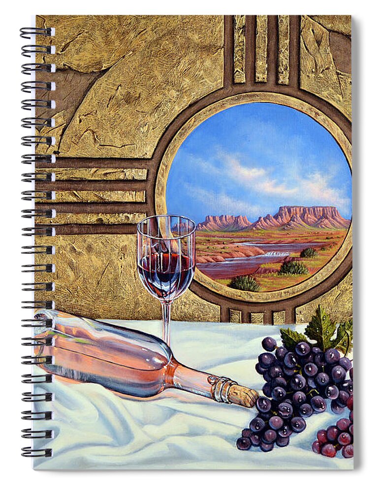 Wine Spiral Notebook featuring the painting Zia Wine by Ricardo Chavez-Mendez
