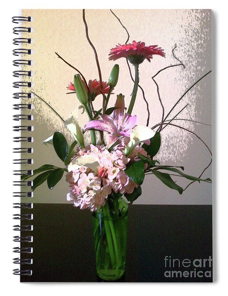Flowers Spiral Notebook featuring the digital art Zinnia and Lily by Karen Francis