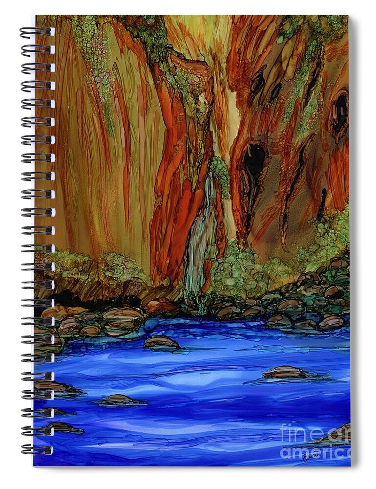Canyon Spiral Notebook featuring the painting Zion Canyon River Walk by Eunice Warfel