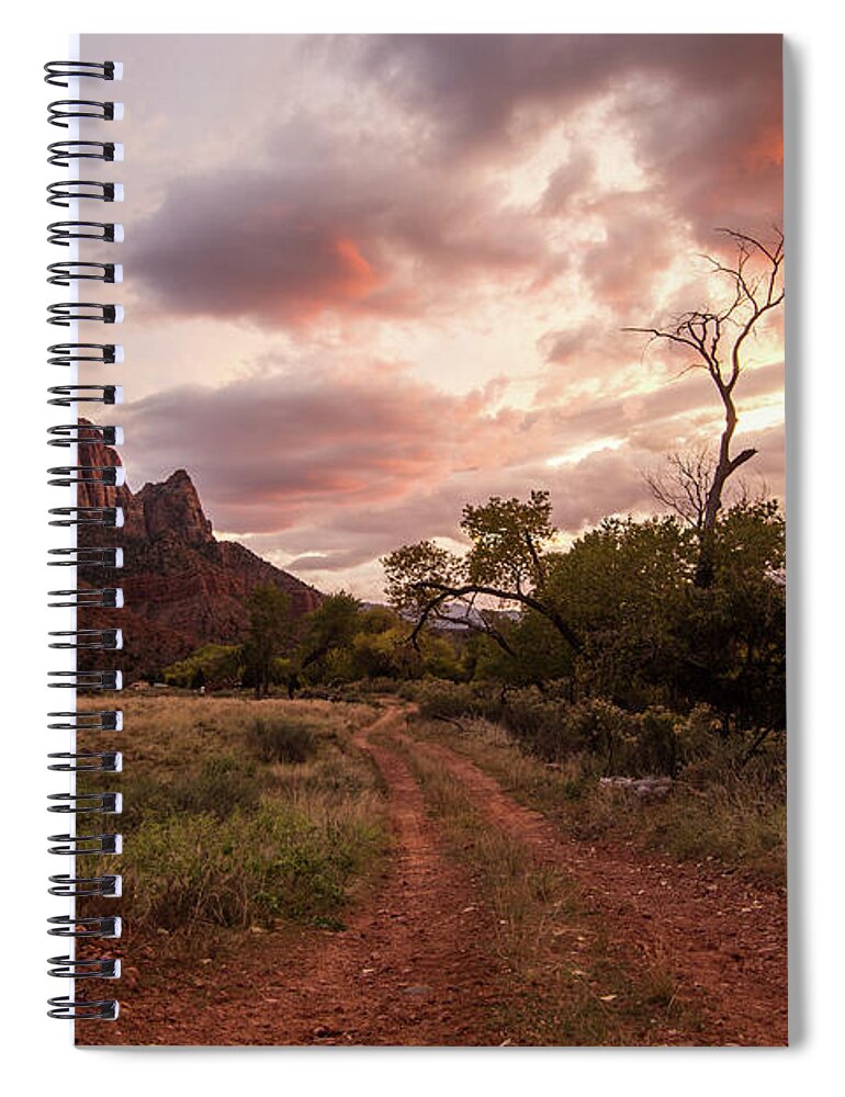 Zion Spiral Notebook featuring the photograph Zion Sunset by Wesley Aston