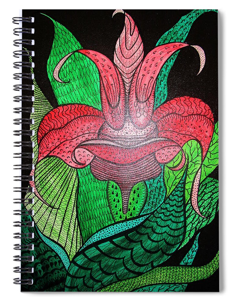 Floral Spiral Notebook featuring the painting Zita Orchid In the limelight by Rosita Larsson