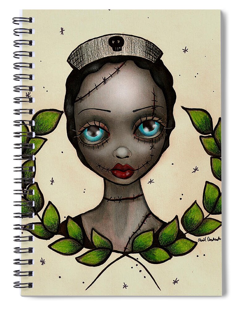 Zombie Spiral Notebook featuring the painting Zombie Nurse by Abril Andrade