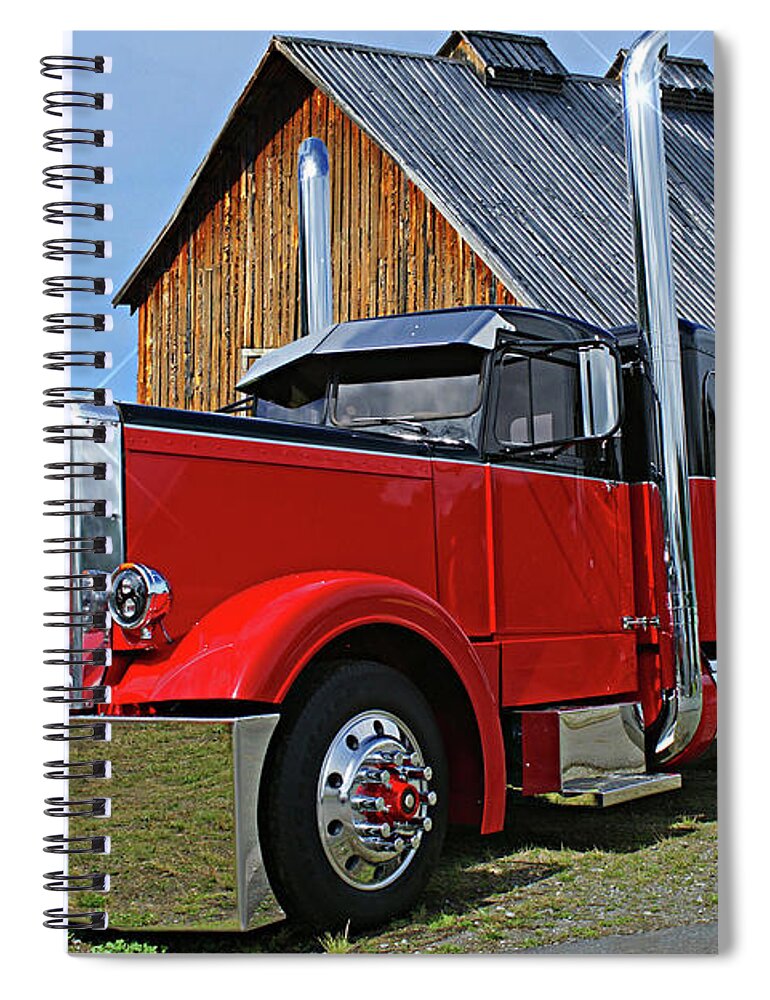 Big Rigs Spiral Notebook featuring the photograph ZZ Chrome Peterbilt by Randy Harris