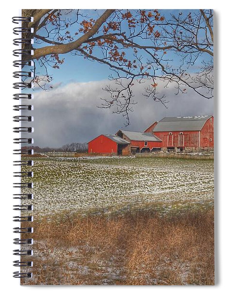 Barn Spiral Notebook featuring the photograph 0265 - The Approaching Storm on Edwards by Sheryl L Sutter