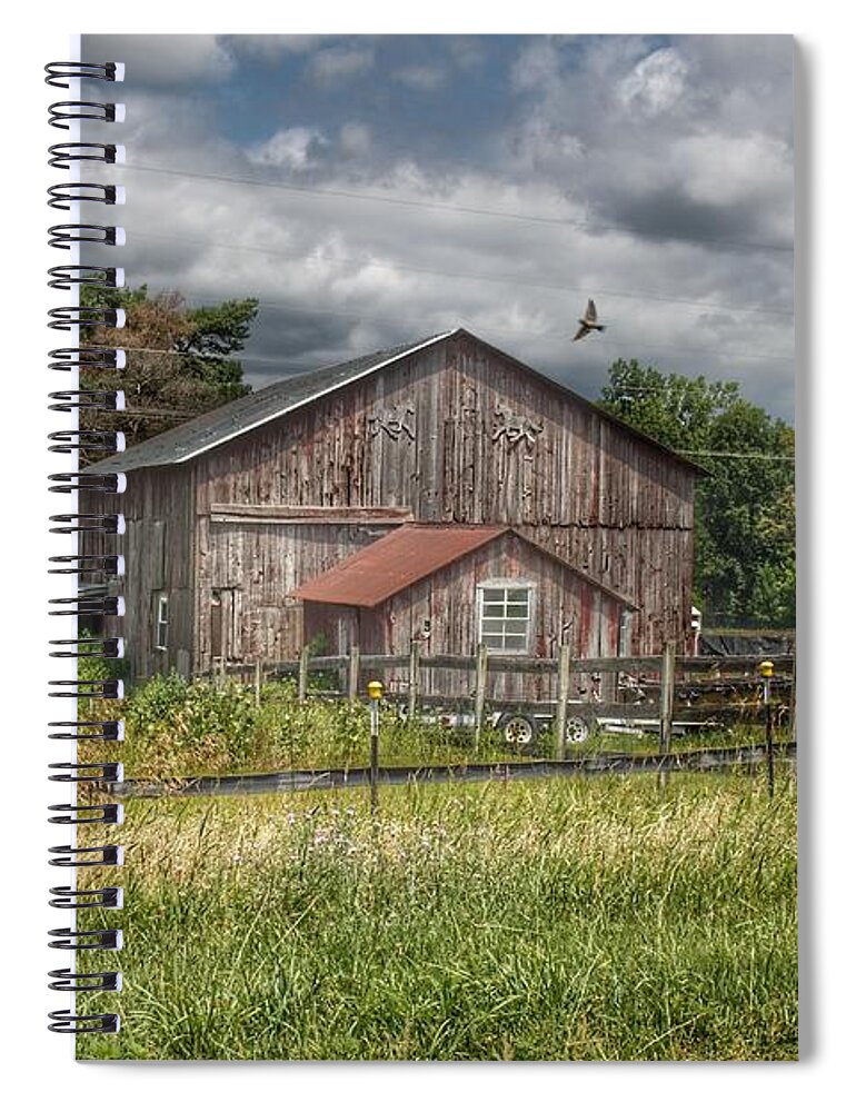 Barn Spiral Notebook featuring the photograph 0355 - Millington Roads Grey Horse Barn by Sheryl L Sutter