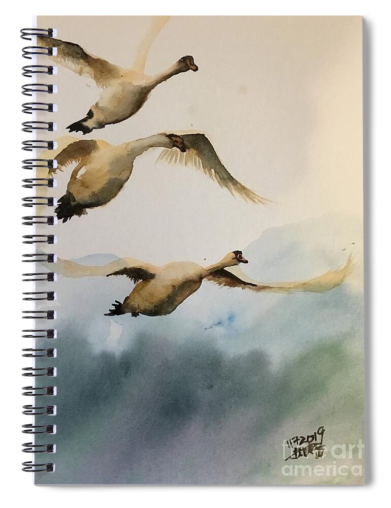 Let’s Fly Spiral Notebook featuring the painting 1082019 by Han in Huang wong