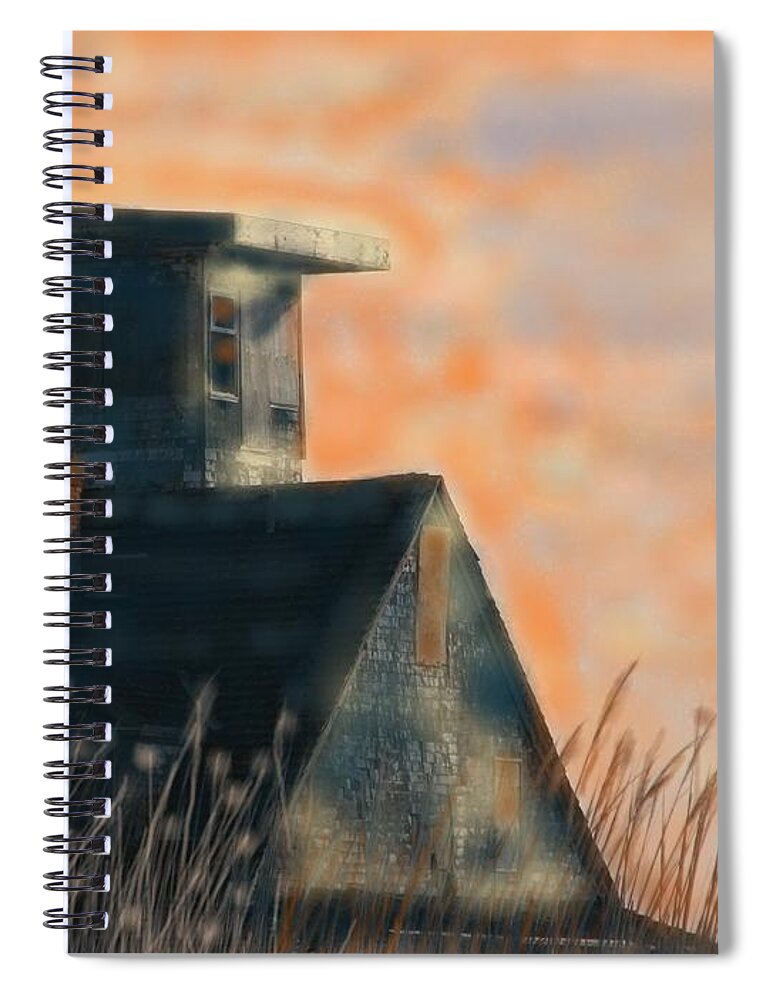 Oregon Inlet Spiral Notebook featuring the photograph Abandoned Pea Island Life Saving Station by Angela Davies