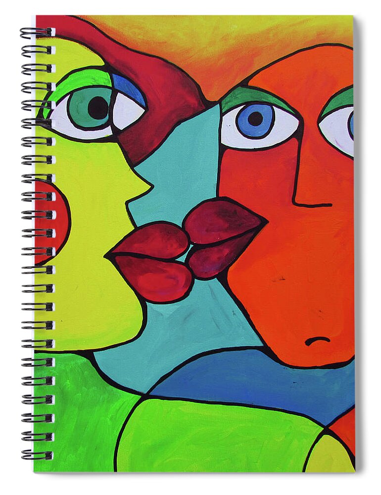 Kissing Spiral Notebook featuring the painting Abstract Kissing by Patricia Piotrak