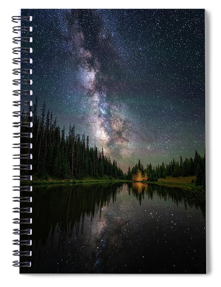 Alpine Spiral Notebook featuring the photograph Alpine Lake Under the Stars #1 by David Soldano