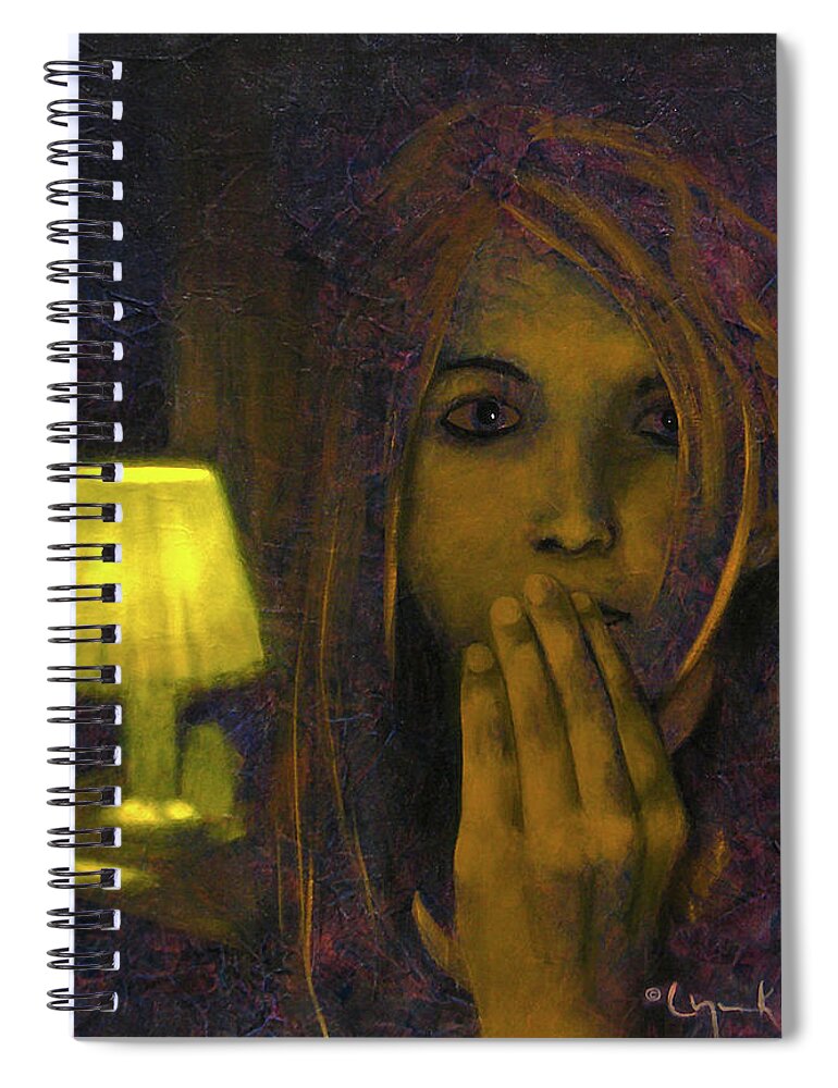 Violence Against Women Spiral Notebook featuring the painting And Then The Phone Rang #1 by Lynn Hansen