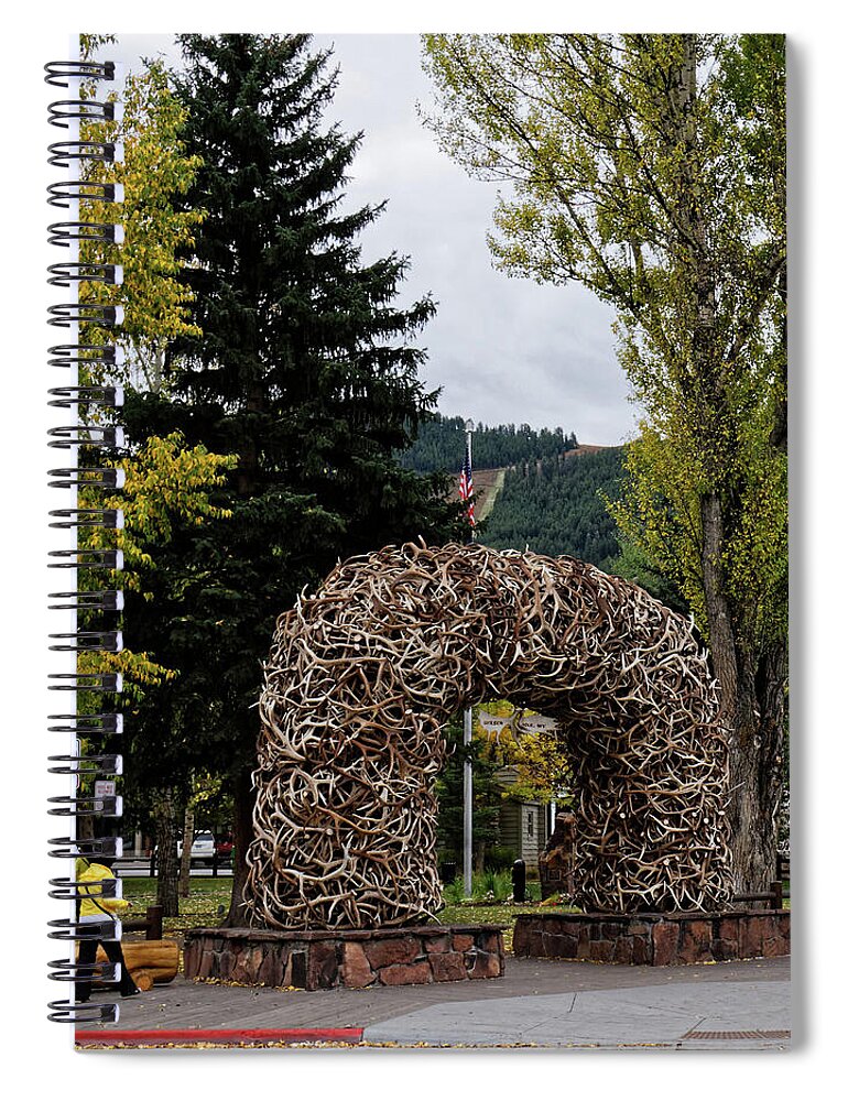 Antler Arch Square Spiral Notebook featuring the photograph Antler Arch Jackson Hole by Shirley Mitchell