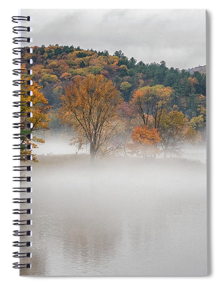 The Brattleboro Retreat Meadows Spiral Notebook featuring the photograph Autumn Fog #1 by Tom Singleton