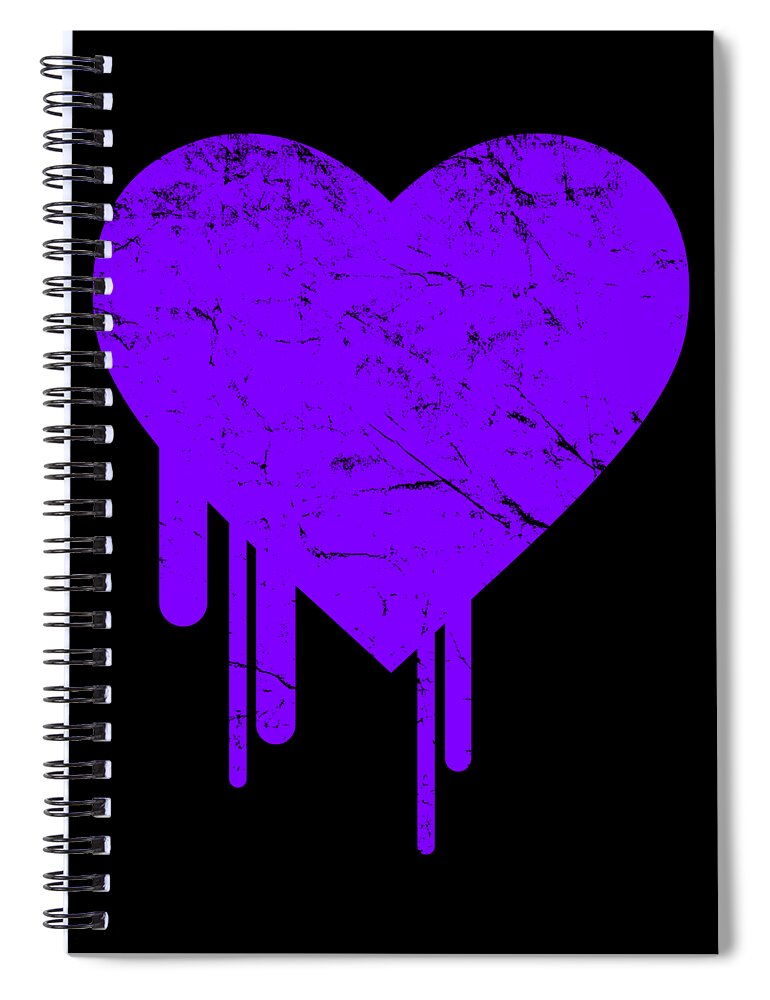 Cool Spiral Notebook featuring the digital art Bleeding Purple Heart #1 by Flippin Sweet Gear