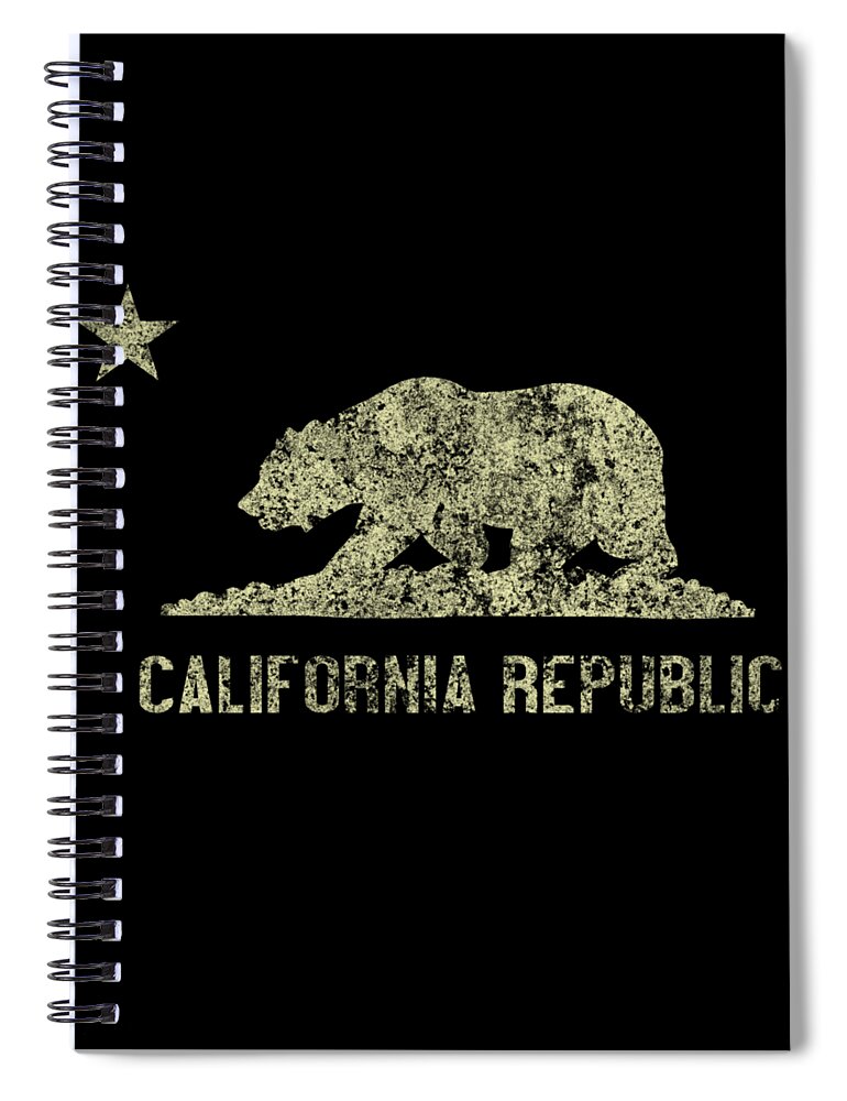 Cool Spiral Notebook featuring the digital art California Republic Vintage #1 by Flippin Sweet Gear