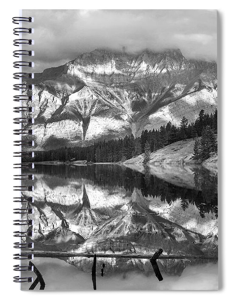 Disk1215 Spiral Notebook featuring the photograph Cascade Mt And Johnson Lake Alberta #1 by Tim Fitzharris