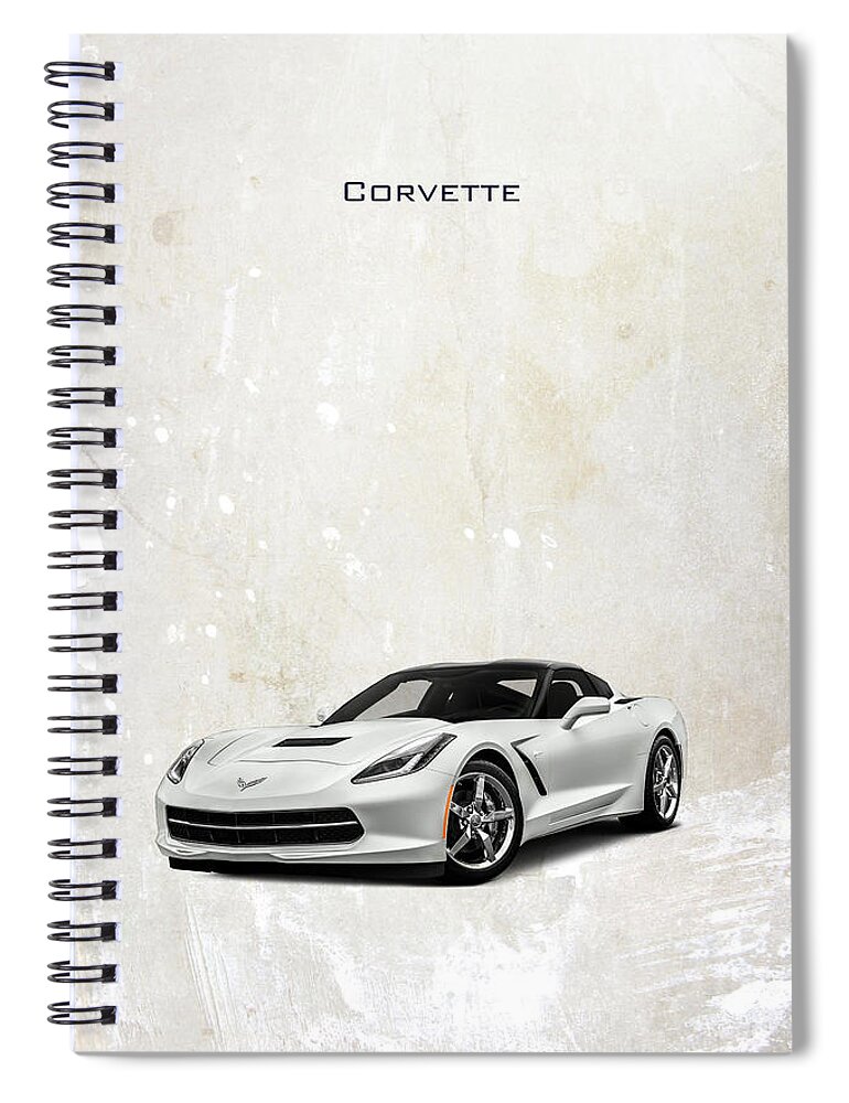 Corvette Spiral Notebook featuring the digital art Chevrolet Corvette by Airpower Art