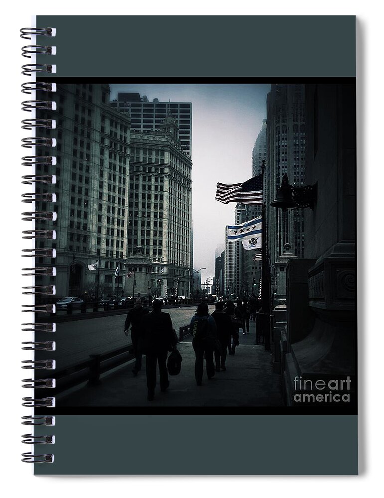 American Flag Spiral Notebook featuring the photograph Chicago City Fog #1 by Frank J Casella